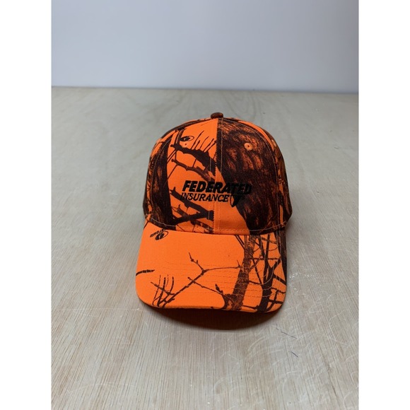 Federated Orange Camo Strap Back Baseball Hat Cap Hunting  Adjustable Strap - Picture 1 of 8